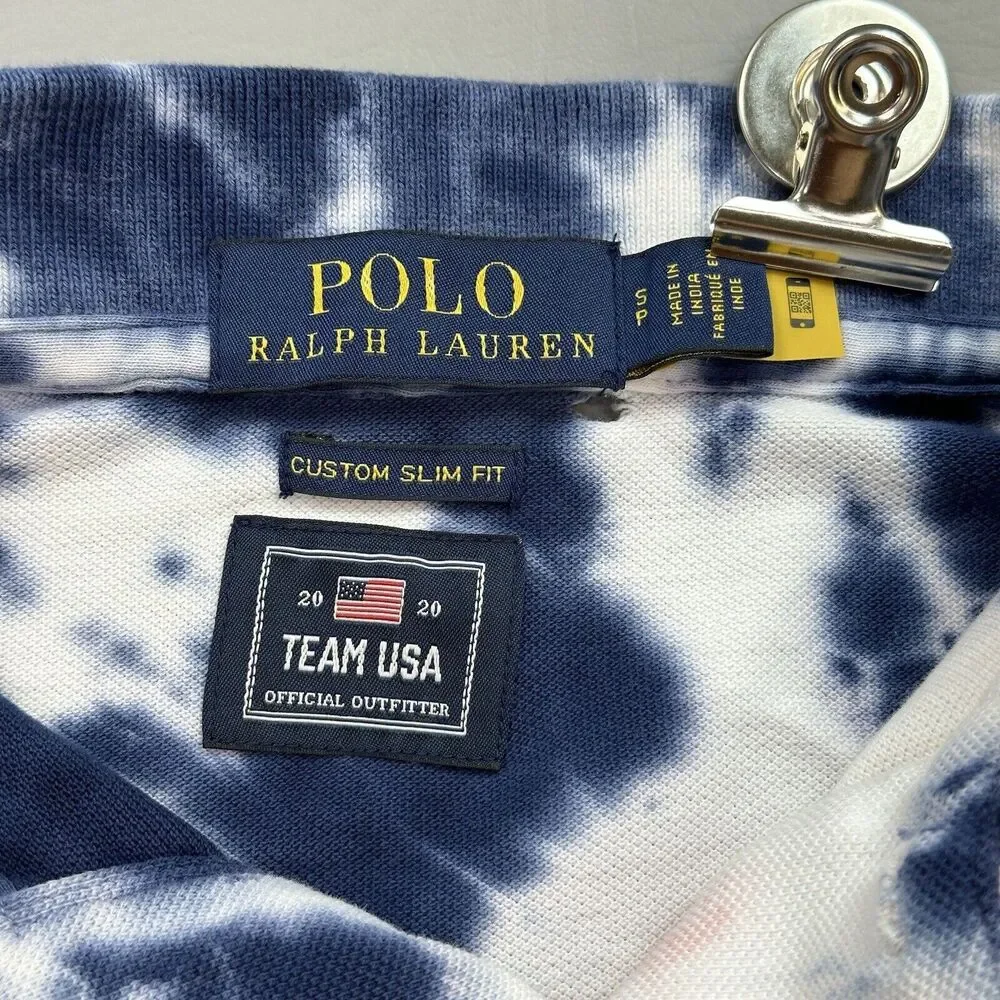 Polo Ralph Lauren Polo Shirt Mens Small Tie Dye Olympic Team USA Custom Slim Fit